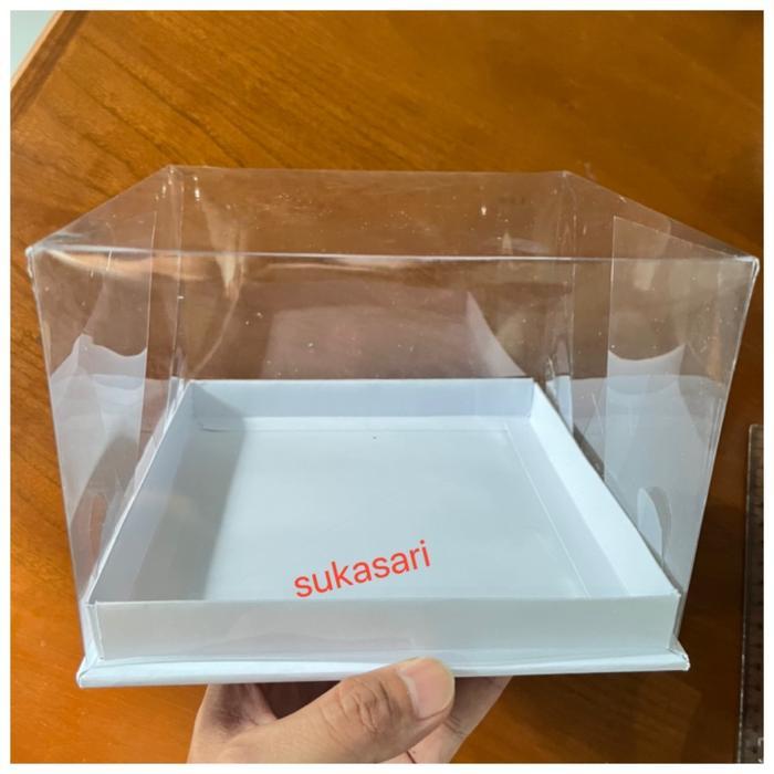 Thebest- Mika Cake 30x30x12 cm Putih cake box kue dus kue mika transparant
