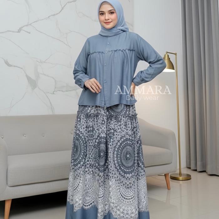 Syakira set rok Ammara - setelan rok ammara - oneset rok rayon mix linen