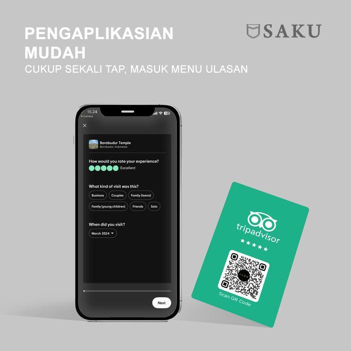 SAKU Kartu Trip Advisor / Tripadvisor Card Smart NFC dan QR Review Tanpa Aplikasi
