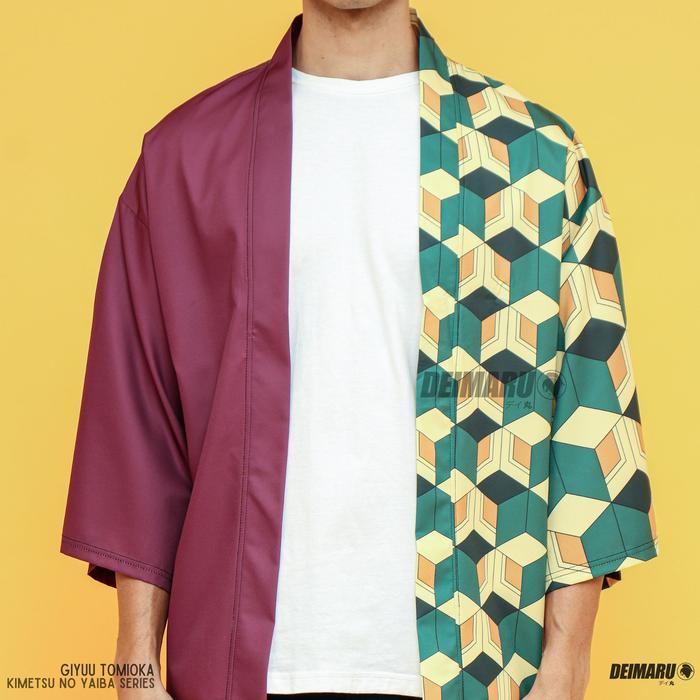 Kostum Jepang Japan Kimono Cosplay Demon Slayer - CT Haori Giyuu Tomioka Kimetsu No Yaiba Pria Anime