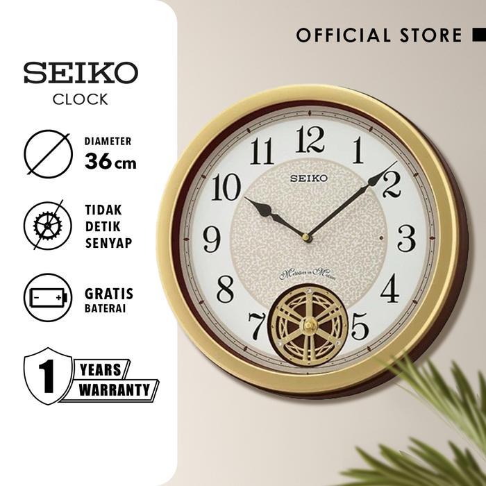 Seiko Jam Dinding QXM388G 36cm Plastic Case Coklat Original