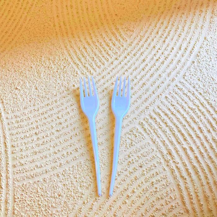 (Isi 100Pcs) Sendok - Garpu Makan Plastik Putih Tebal Sendok Makan Premium