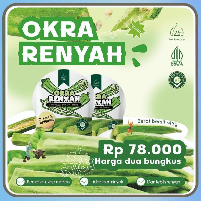 "New" Luckymore - HALAL Okra Renyah 43gr, Keripik Sayur Okra, Keripik Okra, Okra Kering, Cemilan