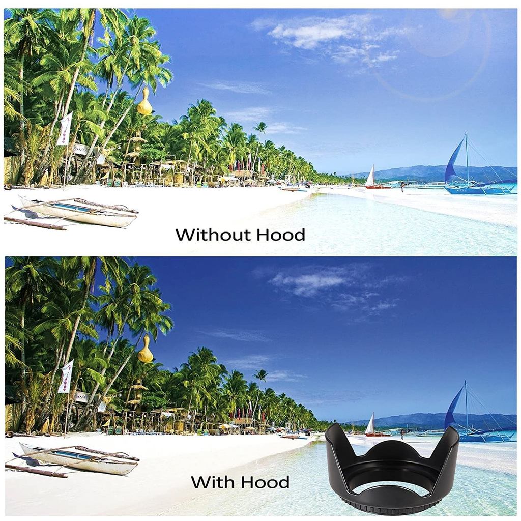 58mm UV Filter Lens Hood for Canon EOS 2000D 4000D 1500D 3000D 90D 1300D 800D 750D Rebel T7 T100 T7i
