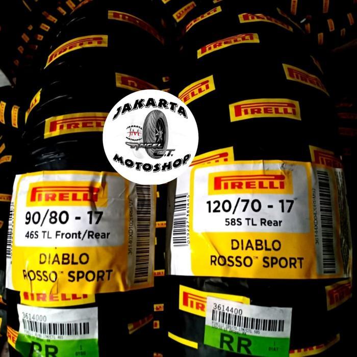 PAKET Ban PIRELLI Diablo Rosso Sport 90/80-17 & 120/70-17 MxKing Vixion dll