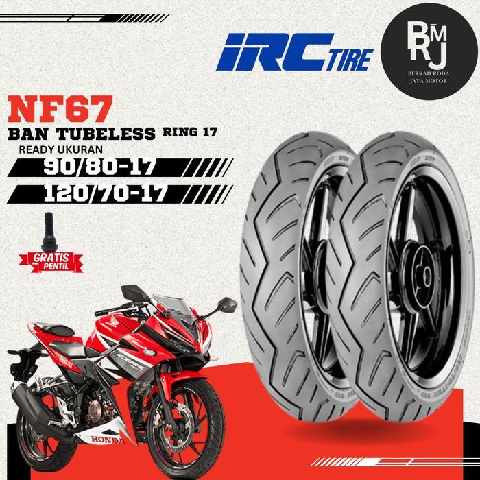 PAKET / SEPASANG BAN MOTOR SPORT RING 17 IRC 90/80 120/70 NF67 TUBELESS