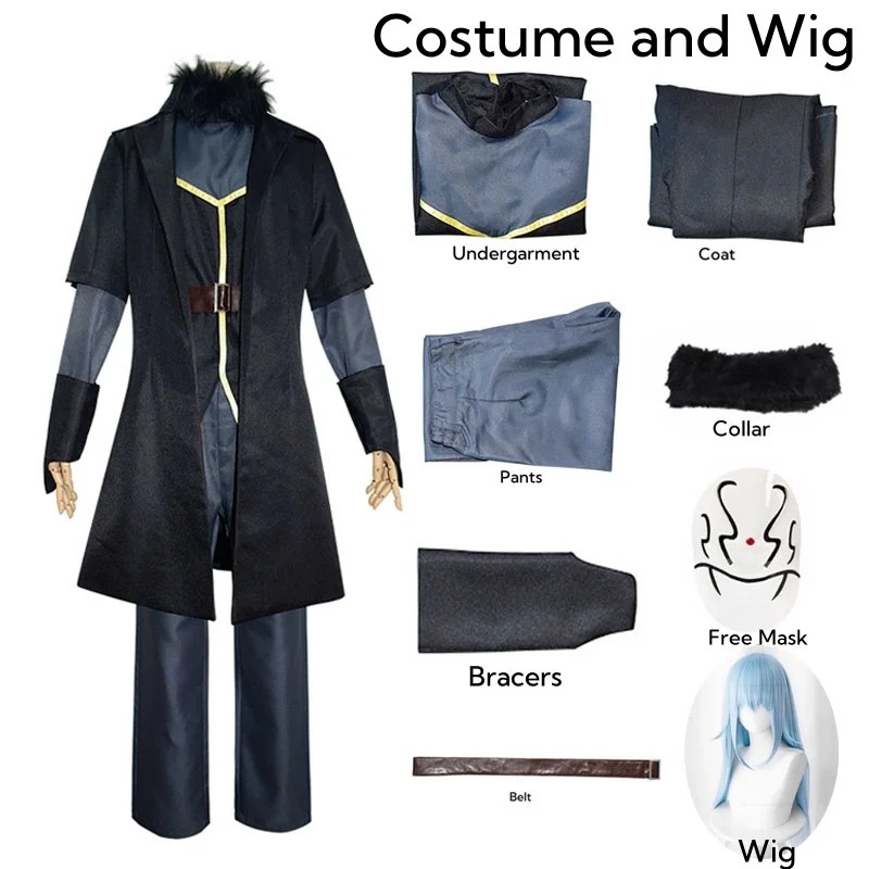 Anime That Time I Got Reincarnated As A Slime Rimuru Tempest Cosplay Costume Wig Mask Set Halloween
