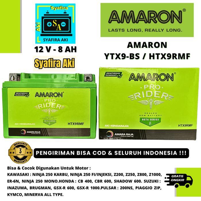 Aki Motor Kawasaki Ninja 250 Fi Etz9R/Ytx9A-Bs Amaron Aki Kering 8Ah