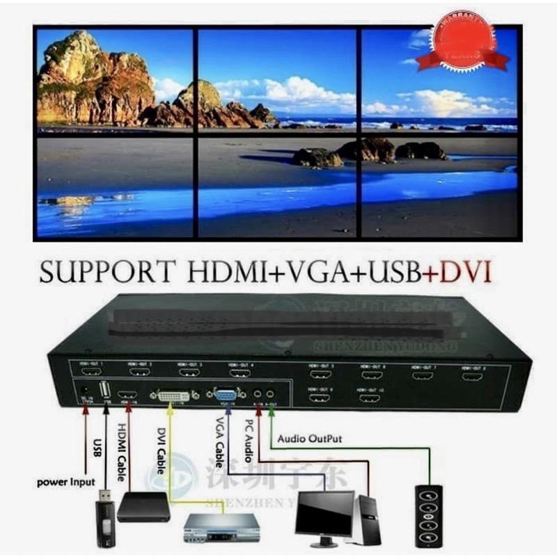 video wall controller 2 x 3  3x2 6channel hdmi 6ch FULL HD