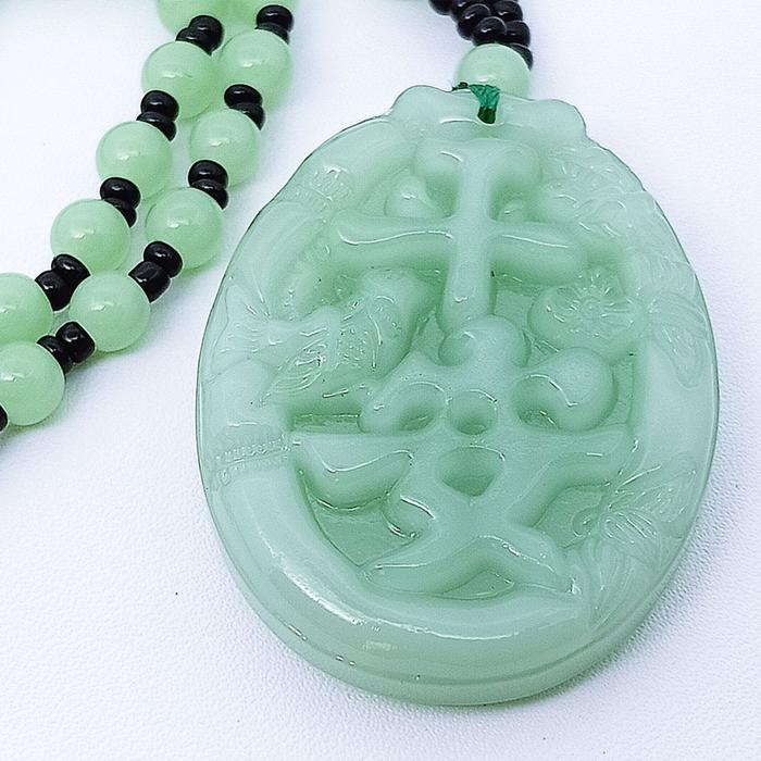 HARGA DISKON Kalung Liontin Batu Giok Ukir Huruf China - VeE Liontin Handmade