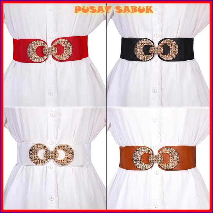 DISKON Ikat Pinggang Sabuk Gesper Obi Belt Lebar Wanita Korea Fashion Cewek Gasper besar Hitam
