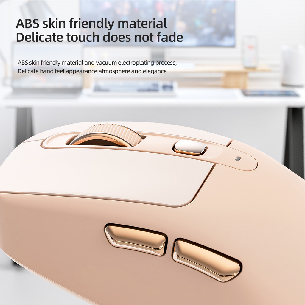 ABS Pink Skin A3 Bluetooth Mouse Silent FREEWOLF Dual Mode Power Linght,5-Speed DPI,PAW3212 Chip