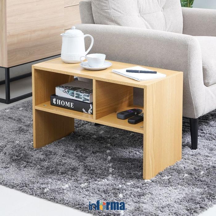 Informa Meja Flip Side - Cokelat Oak Penyimpanan Ruang Tamu Meja Sofa Rak Buku Baca Meja Tv