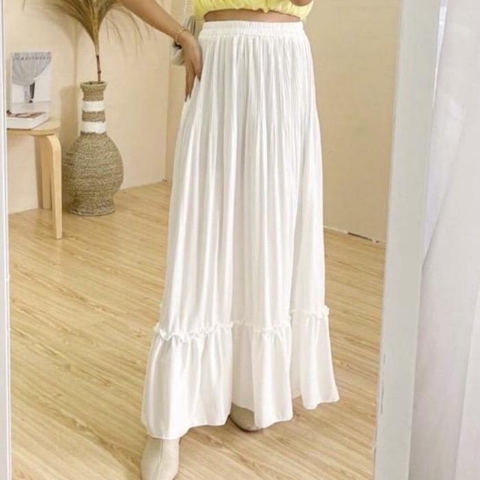 ser Rok Plisket Jumbo Premium Rok Lidi Wanita Kain Hyget Berkualitas Tinggi All Size Fit to XXL
