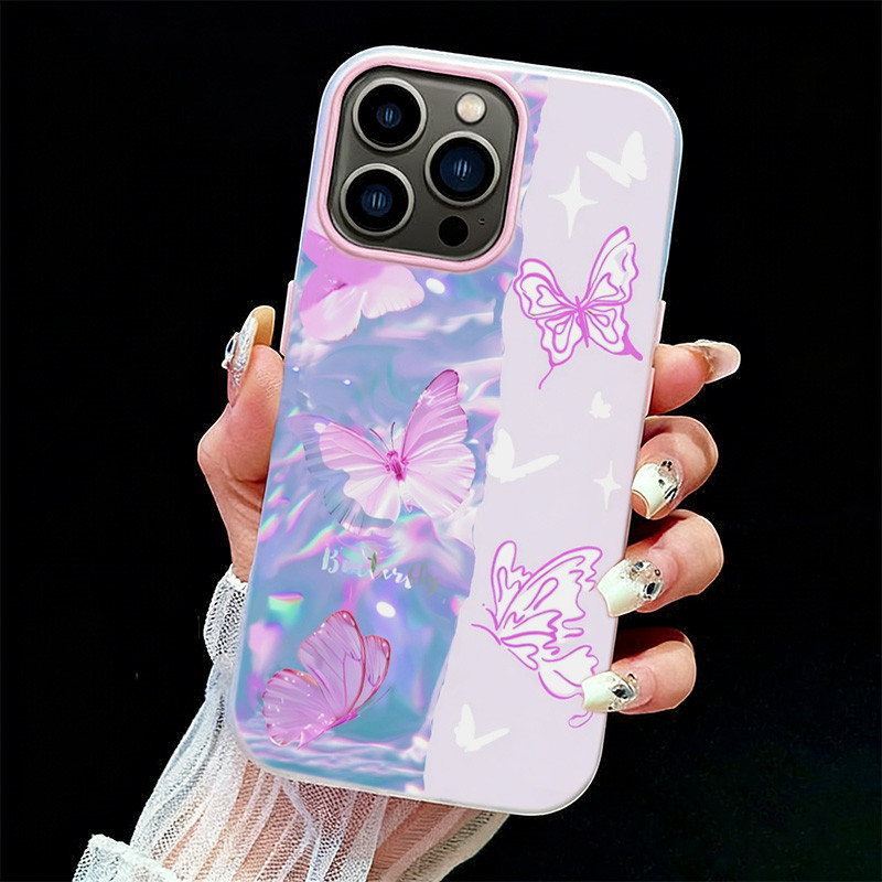 Y2K Purple Butterfly 2-In-1 Cair Casing Hp Infinix C81 Pro X8 Pro Max Smart 20 Note 60 Pro Hot 60 Pr