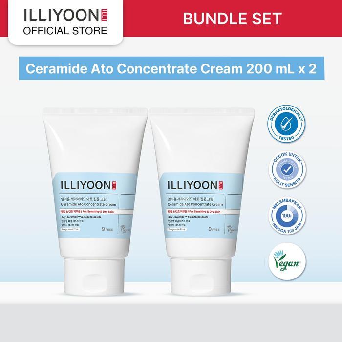 Paket Hemat Isi 2 Illiyoon Ceramide Ato Cream 200Ml (2Pcs) - Pelembap Wajah Dan Badan Untuk Kulit