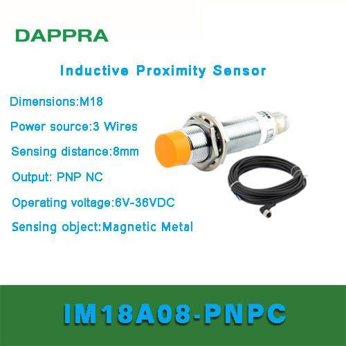 M18 8Mm Pnp Nc Dc Connector Type Inductive Proximity Sensor Oc02