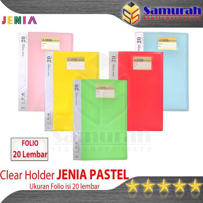 Map Clear Holder 20 Pocket Polos Folio Warna Pastel / Album Kertas Isi 20 Lembar / Katalog Ijazah -