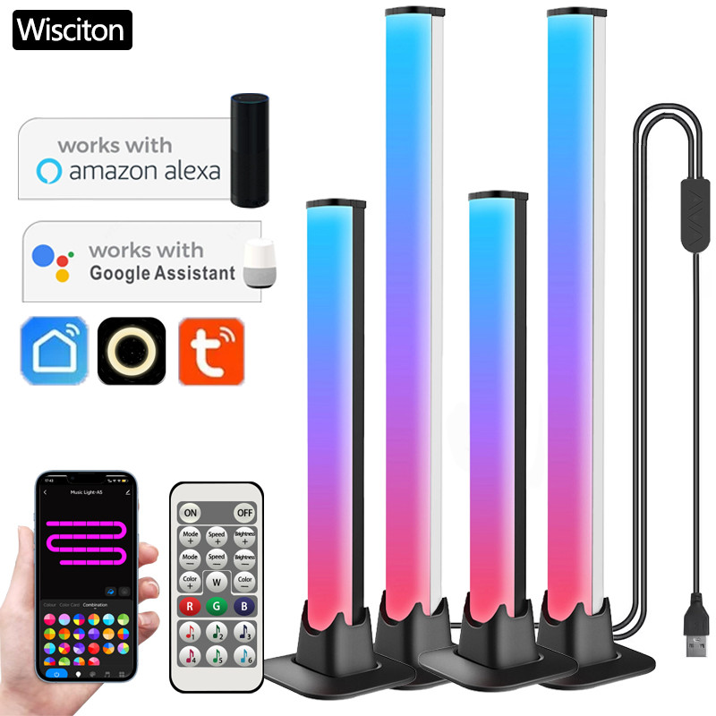 30/55cm RGB Backlight Bar Desktop Atmosphere Light LED Music Rhythm Sensing Decoration Lamp Gaming