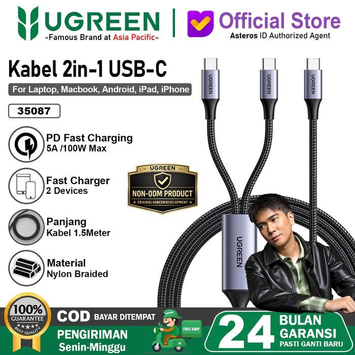 UGREEN Kabel Charger 2 in 1 Type C to Dual Type C PD Fast Charging 100w 140w