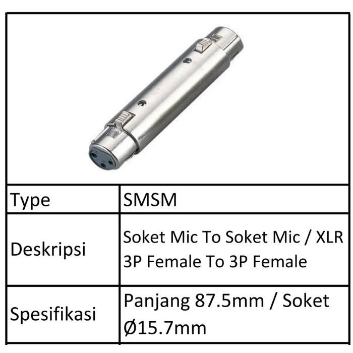 Sambungan Jack Xlr Female To Female Audio Converter & Adapter Extender Jek Canon Stx Smsm Populer