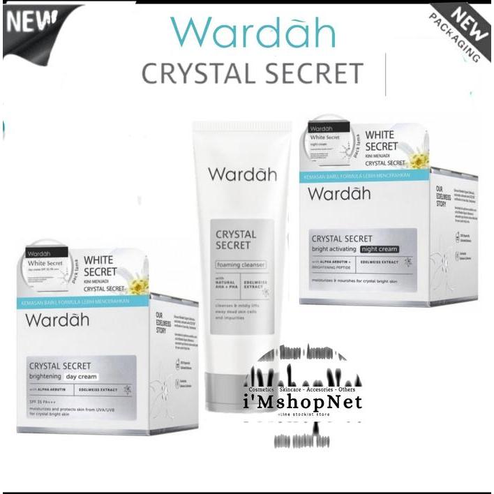 WARDAH WHITE SECRET PAKET 3 ITEM FACE WASH AHA (DAY/NIGHT 30Gr)