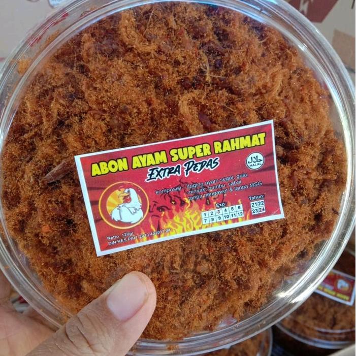 "New" Abon Ayam Super Rahmat pedas & original isi toples FULL Rendah gula Rendah lemak Alami