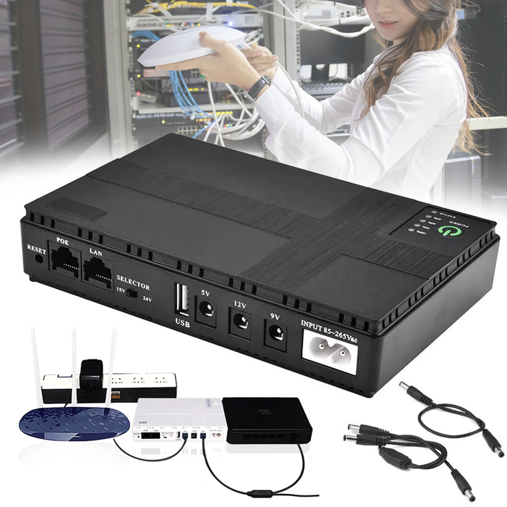 EU Plug 10400mAh Mini UPS Battery Backup Multi Protection Battery Backup Power Banks For Router
