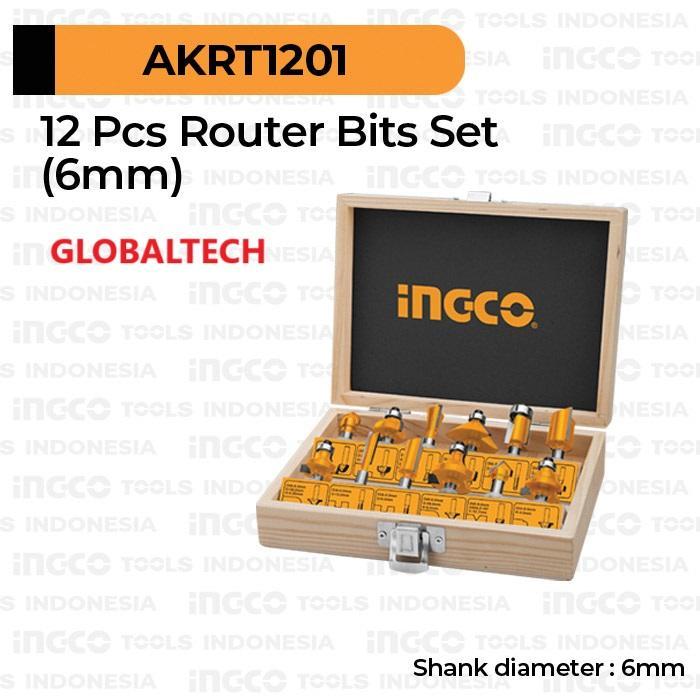 Mata Router Mata Profil Kayu 12Pcs/Set 6Mm Router Bits Ingco