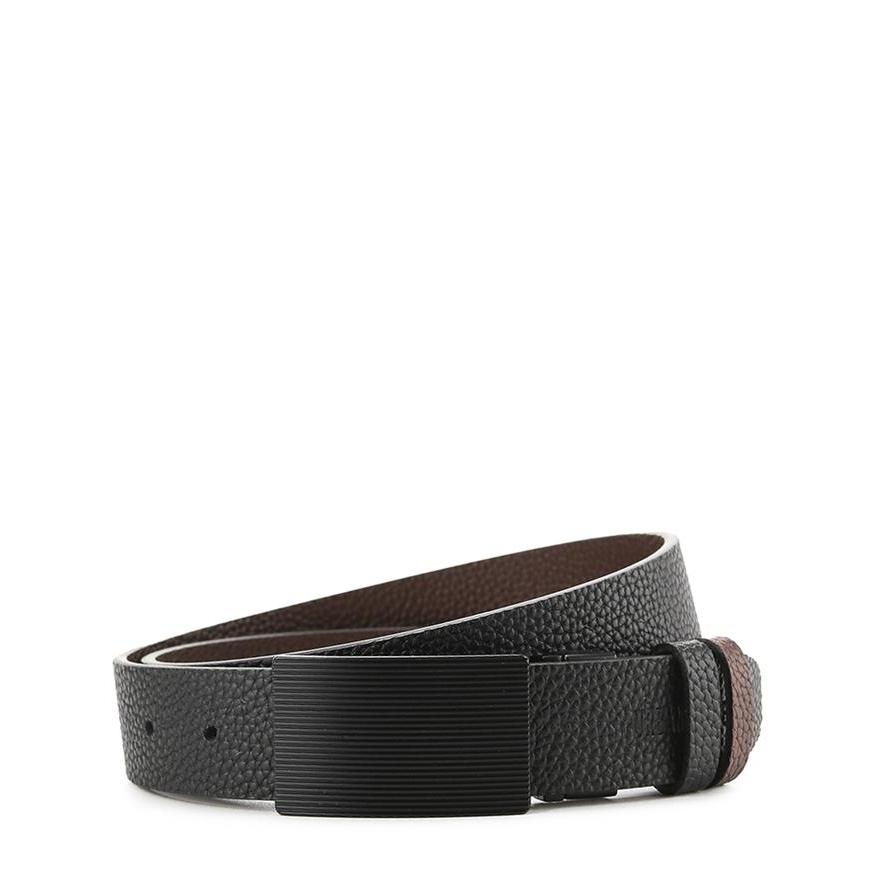 Urban State - Admiral Plate Buckle Reversible Top Grain Leather Belt - Black Brown