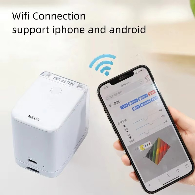 MBrush Mini Portable Handheld Inkjet Printer Black Color Printer Wireless BT Inkjet Printer Portable