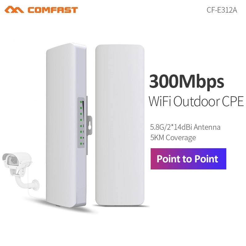 FLASH SALE    COMFAST CF-E312AV2 300Mbps 5.8GHz Access Point with 2*14dBi  Antenna high power wirele