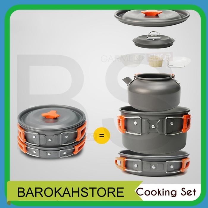 Kompor Nesting Set Alat Masak Camping DS 308 Cooking Portable Ceret Air Minum Portable Anti Lengket
