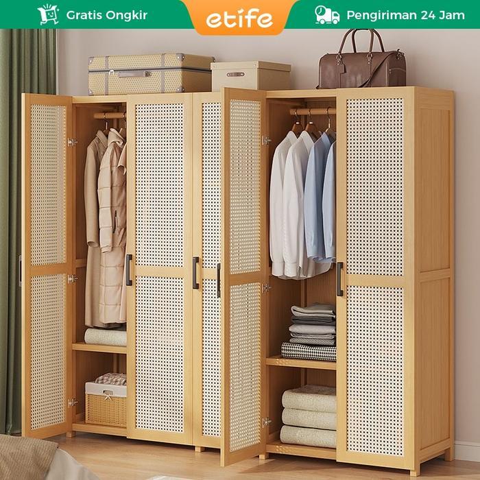 Etife Lemari Pakaian Bamboo Furniture Lemari Bayi Lemari Pakaian Minimalis Lemari Baju Gantung