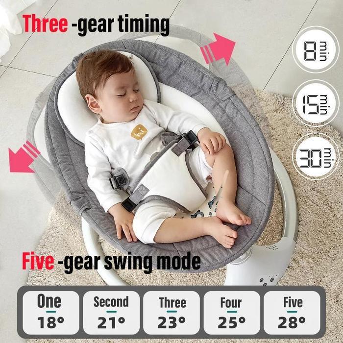 Topborn Swings Ayunan Elektrik Tempat Tidur Bayi Elektrik Kontrol Jarak Jauh Berbagai Frekuensi