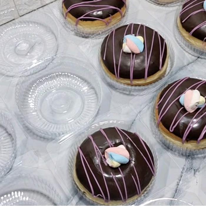 50pcs Mika Donat Bening / Mika Kue Donat / Tray Donat Bulat