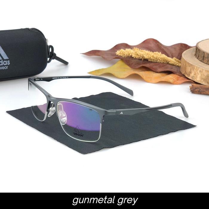 frame kacamata pria wanita sporty kotak adidas aluminium RX110 half frame gunmetal grey