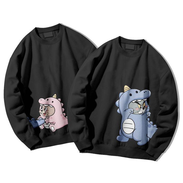 Crewneck Sweatshirt Couple Tom and Jerry Sweater Premium Sweater Polos Unisex Pria dan Wanita Size