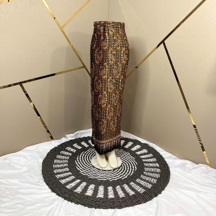 Rok Plisket Batik Sutra Premium Bawahan Kebaya Rok Batik Jumbo Panjang Wanita Motif Casual Hitam