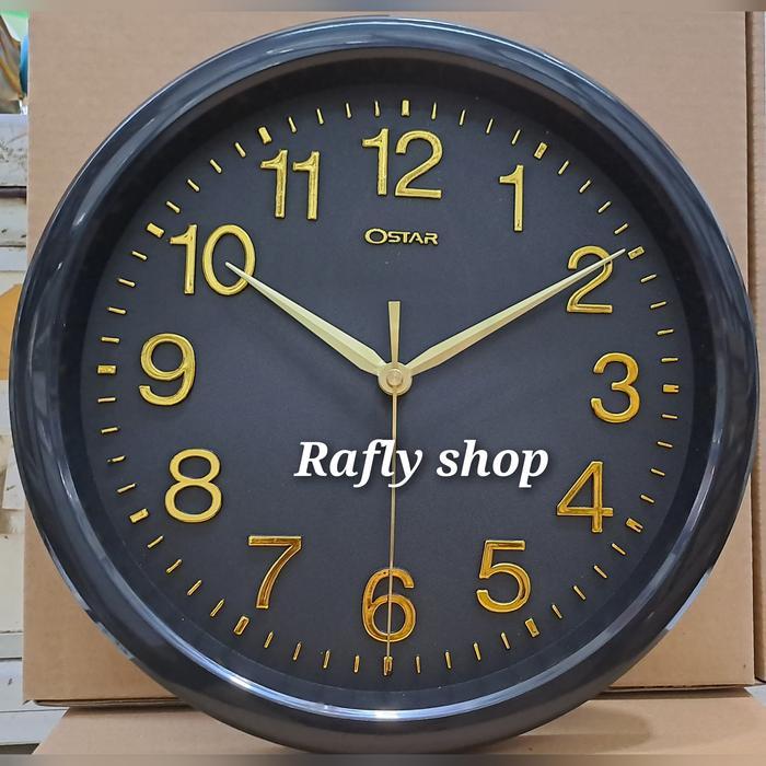 jam dinding polos hitam ostar 6522