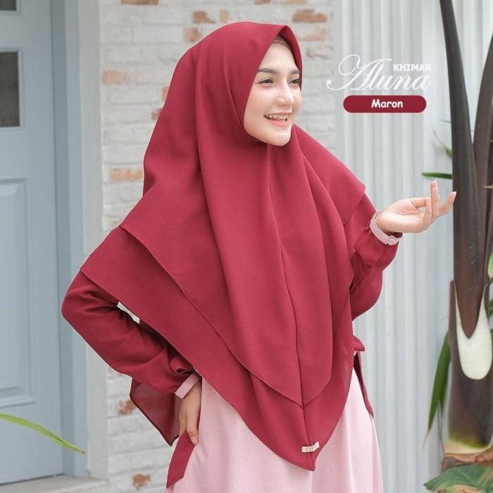 Thebest- Hijab Jilbab Khimar Syari Ceruti Premium Raudah 2 Layer Kancing Murah