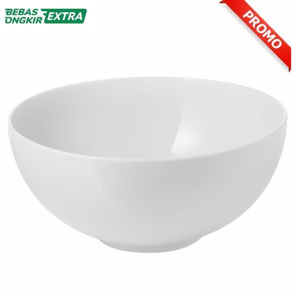 ORI Mangkok Makan Keramik Bulat Putih Polos Besar Cantik 22cm