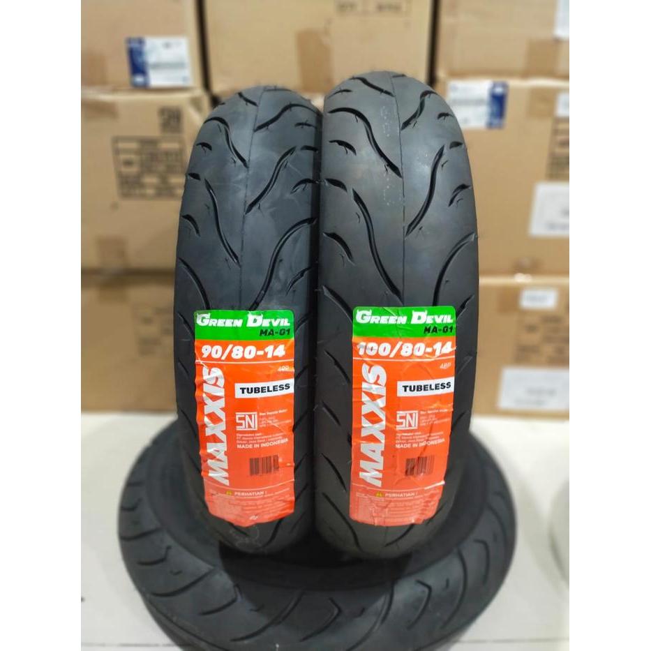Ban Maxxis Tubeless Green Devil 90/80 - 14 & 100/80 - 14 Vario Beat