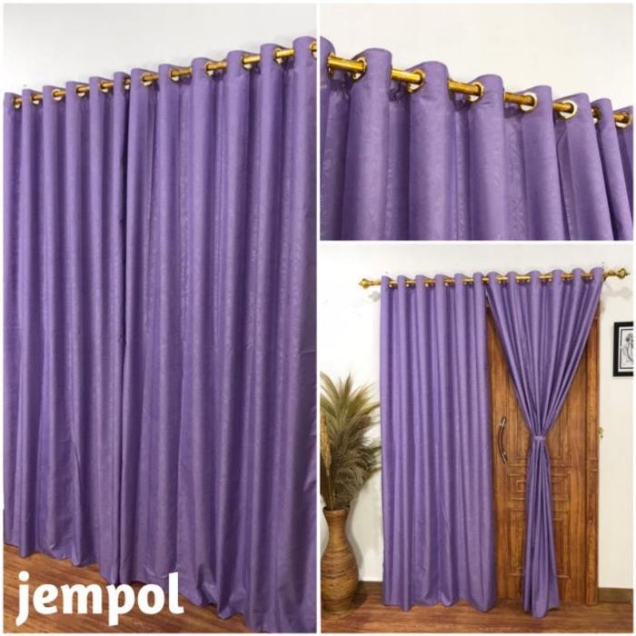 Gorden Pintu dan Jendela 12 Ring Warna Ungu Muda L.135 X T.220