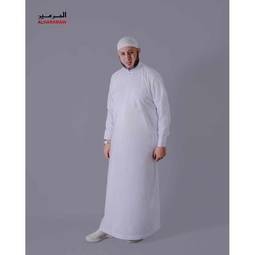 AL Haramain Series Slimfit Polyester Katun Thobe Hamzah Jubah / Gamis Pria Dewasa (1085) Putih