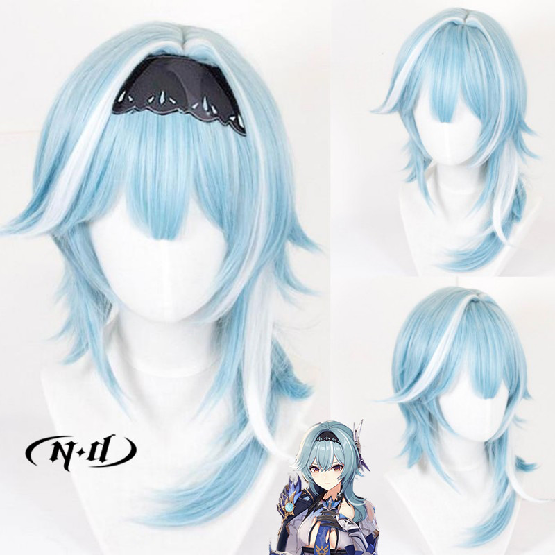 ND Eula Cosplay Wigs Hairpiece Genshin Impact Cosplay Hair Wigs for Women Comic Con Coser Costume