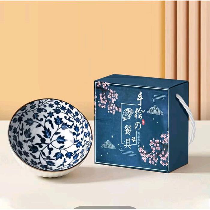 Mangkok kramik motif bunga Korea isi 1 pics include kemasan box. Keramik Souvenir