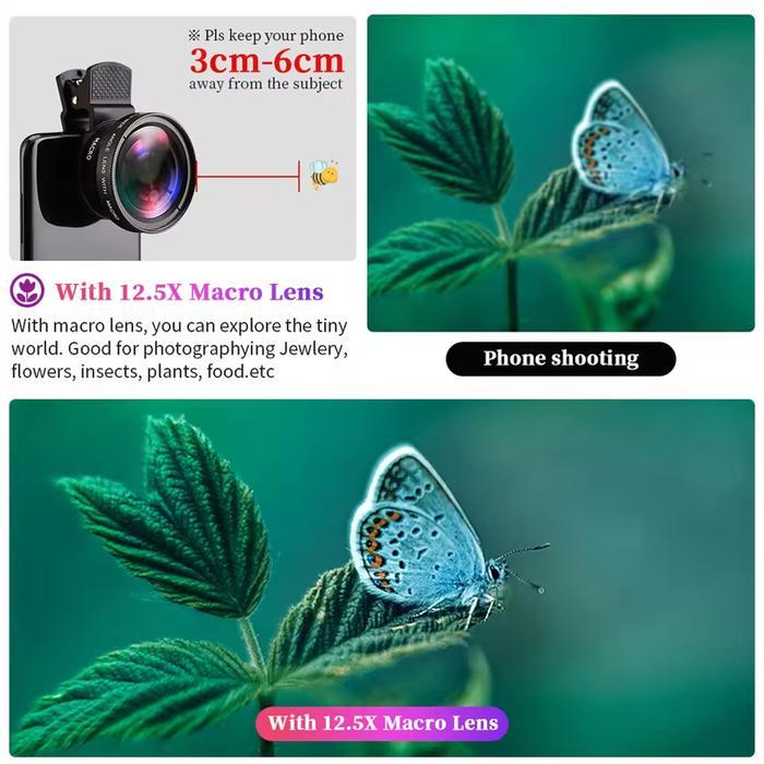 Thl Lensa Kamera Hp 0.5X Dengan Klip Untuk Handphone 2 In 1 Lensa Super 0.45X Wide Angle Lens Macro
