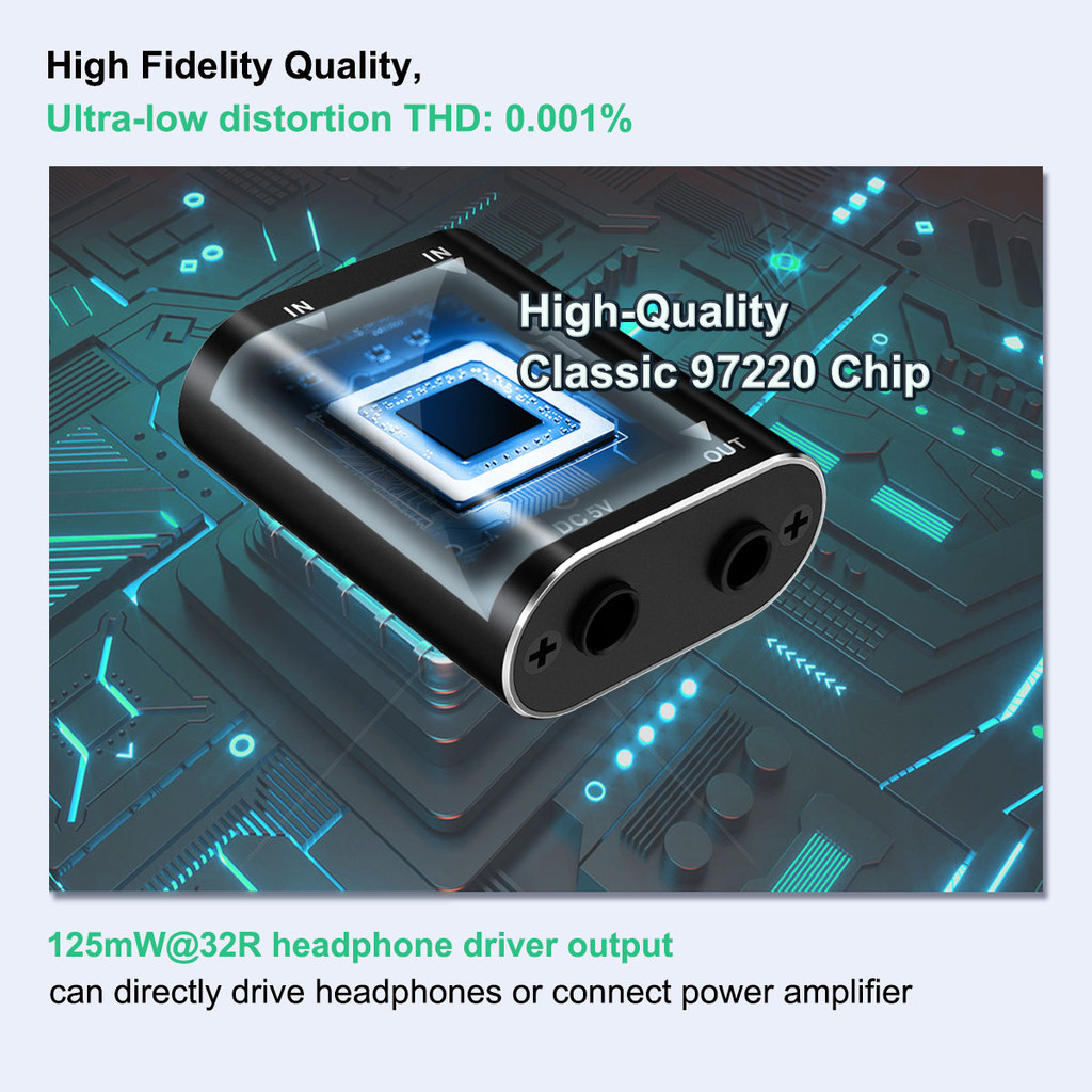 Cooidea 2 Channel Mini Stereo Audio Mixer, 2 In 1 Out Stereo Sound Mixer Include Audio Cable