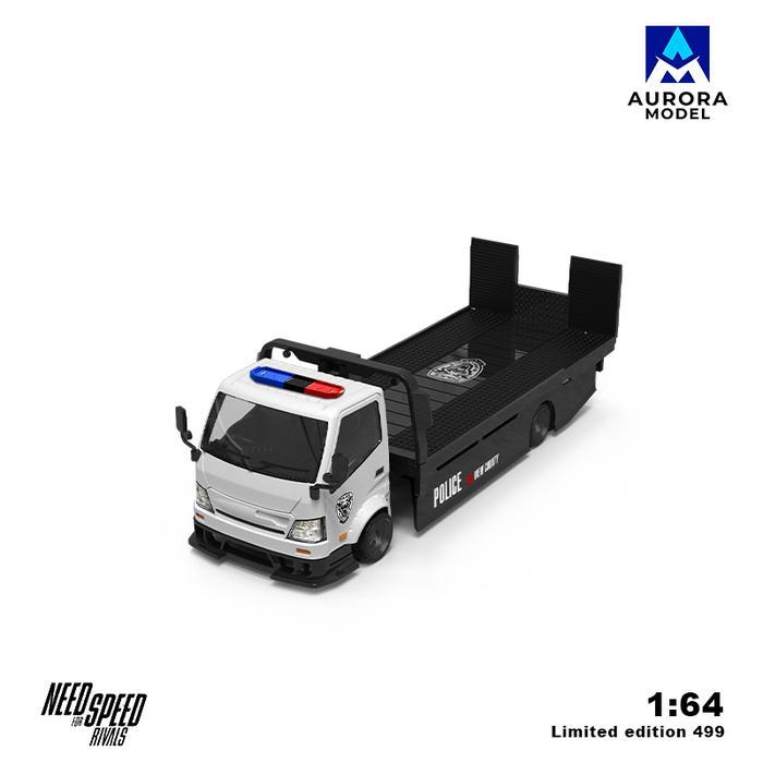 TEREMURAHTERLARIS READY SILAHKAN DIORDER AURORA MODEL 1:64 HINO H300 FLATBED TRANSPORT TRAILER TRUCK
